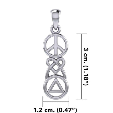 Peace, Celtic Heart and Recovery Silver Pendant TPD7009 - Jewelry